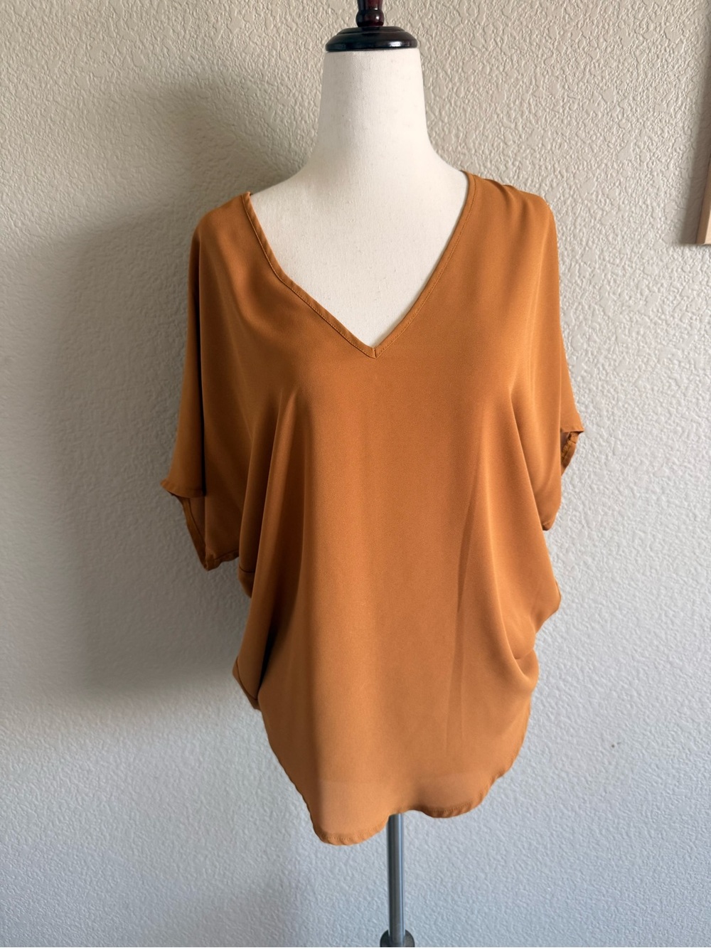 Lush V-Neck Dolman Top - Rusty Orange